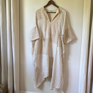 Loewe Pinstriped Linen-Blend Tunic Dress SS22